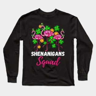 Shenanigan Squad Irish Flamingo St Patrick's Day Long Sleeve T-Shirt